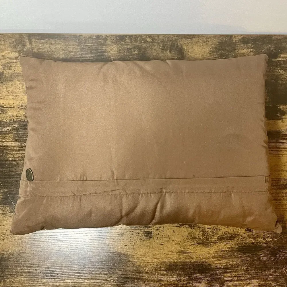 Pier 1 Imports Boho Embroidered Throw Pillow Brown Gold Tan Floral 17”x12” Decor